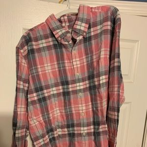 American Eagle Pink Plaid Button Down Shirt